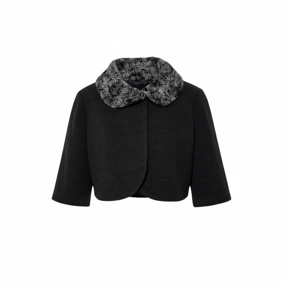 Italian Faux Fur Trimmed Grey Coat, Brand New w Tags - Picture 1 of 5